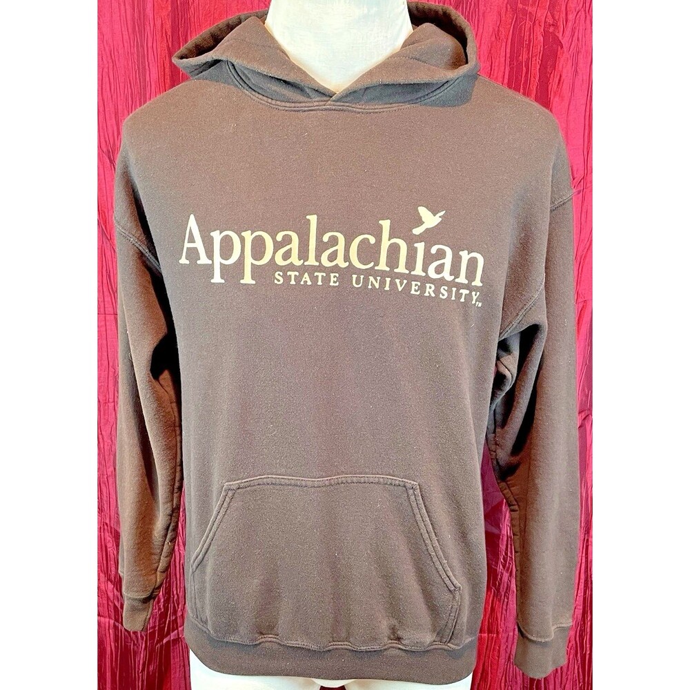 Mens Gildan Appalachian State Brown Fleece Pullover Hoodie Sweatshirt sz Med